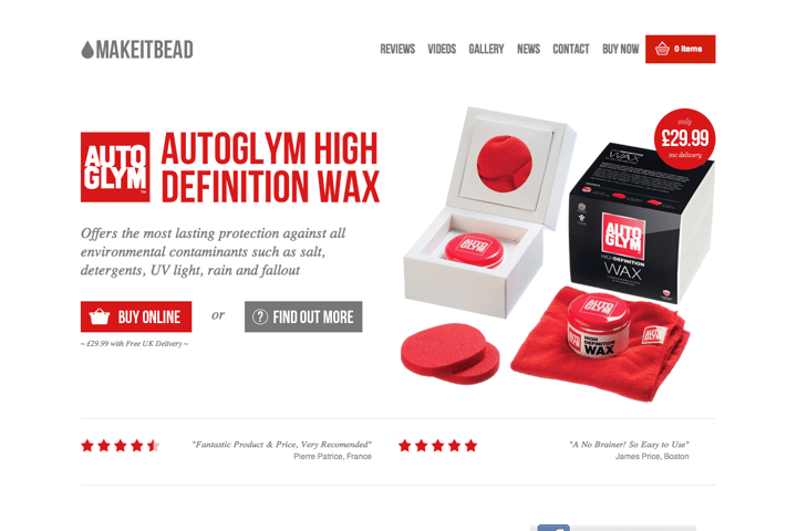 Autoglym High Definition Wax website preview